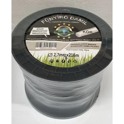 Műanyag vágószál alukevert  2,7mmx216 m kör