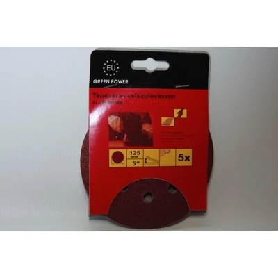 Tépőzáras csiszoló 5db -os 8 lyukas 80 -as méretü125mm Tépőzáras csiszoló 5db -os 8 lyukas 80 -as méretü125mm