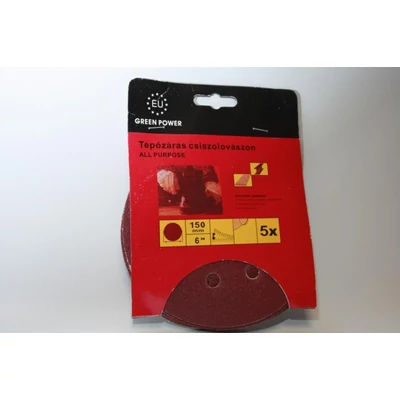 Tépőzáras csiszoló150mm5db méret120 8 lyukas Tépőzáras csiszoló150mm5db méret120 8 lyukas