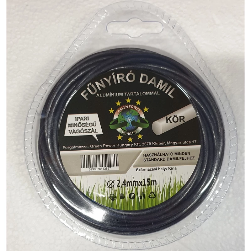 Műanyag vágószál alukevert  2,4mmx15 m kör