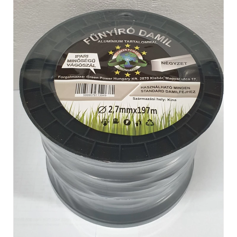 Műanyag vágószál alukevert  2,7mmx197  m négyszög