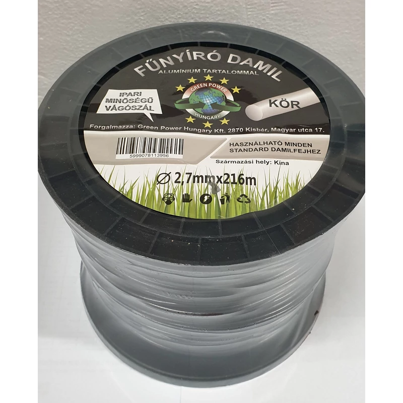 Műanyag vágószál alukevert  2,7mmx216 m kör