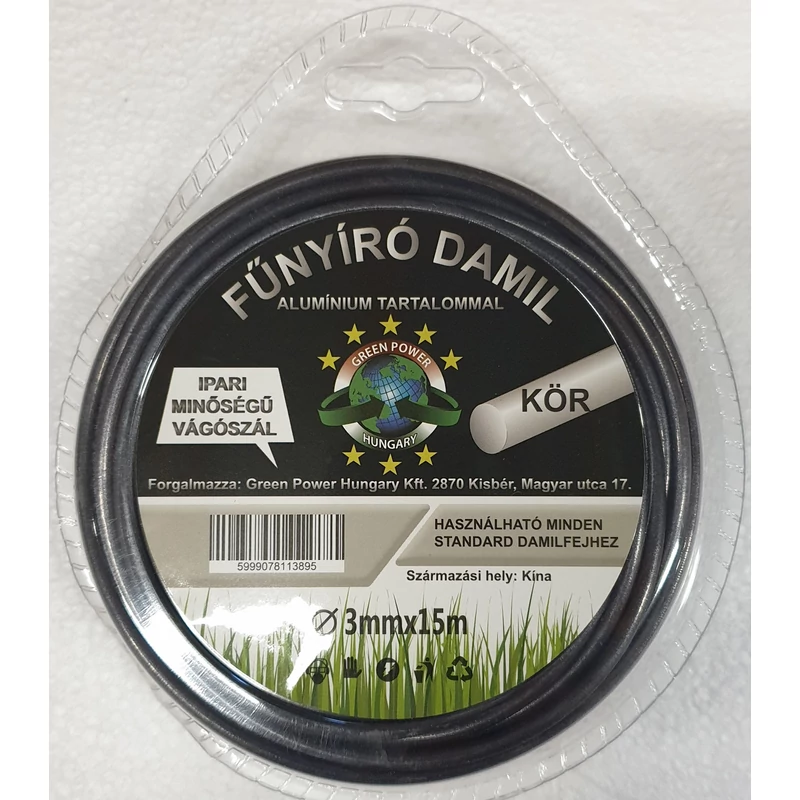 Műanyag vágószál alukevert  3mmx15  m kör