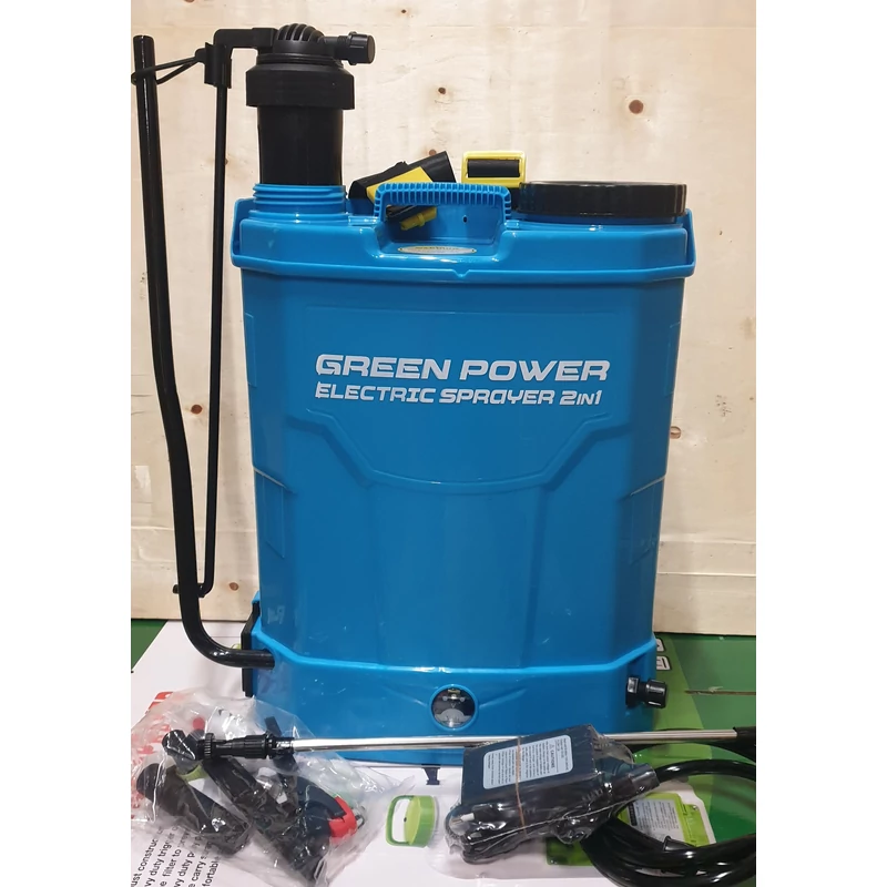 AKKUMLÁTOROS ÉS KÉZI MŰKÖDTETÉSÜ  HÁTIPERMETEZŐ  16 LITERES